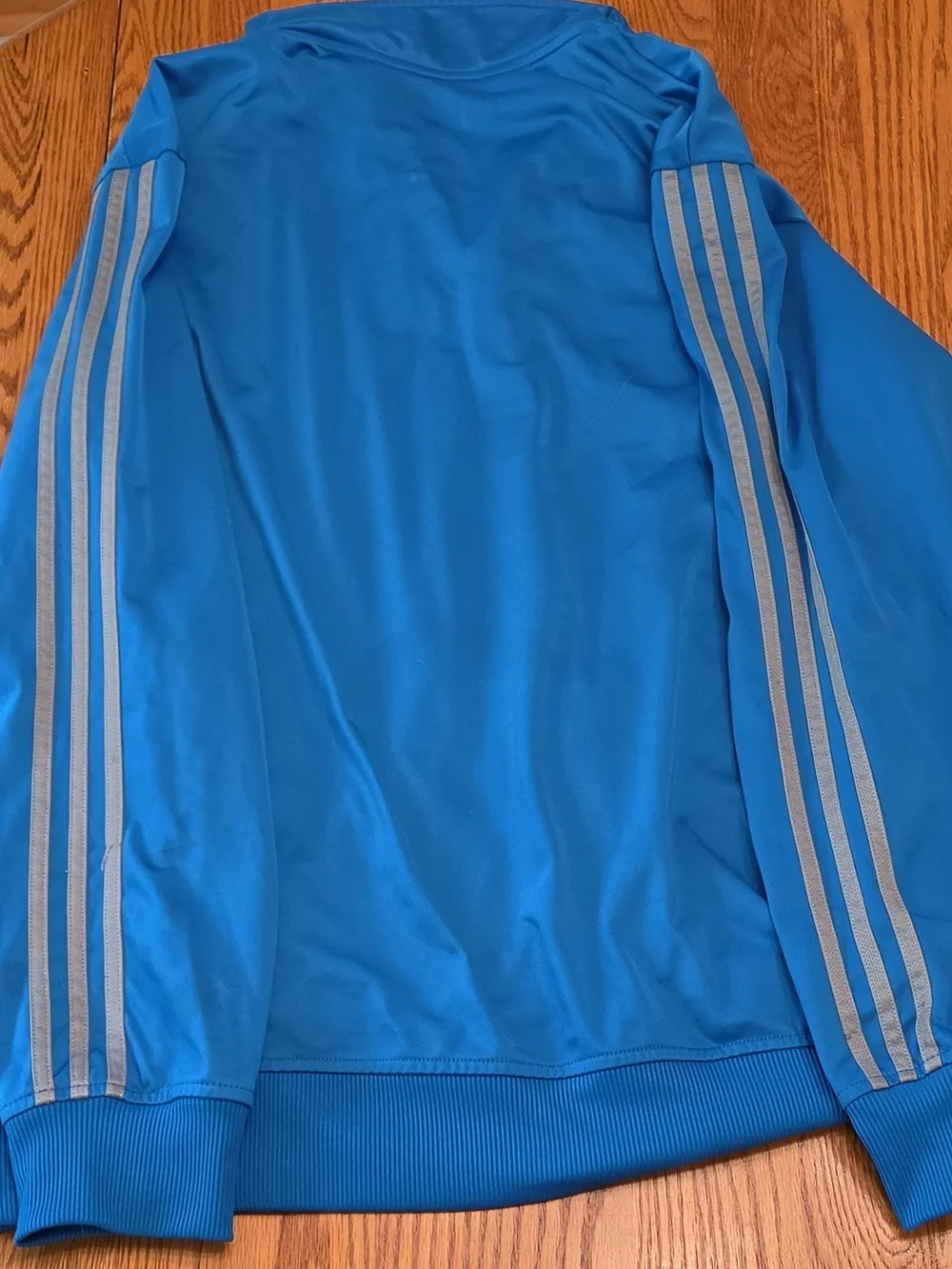 Adidas Mens Bright Blue Track Jacket with Silver Stripes